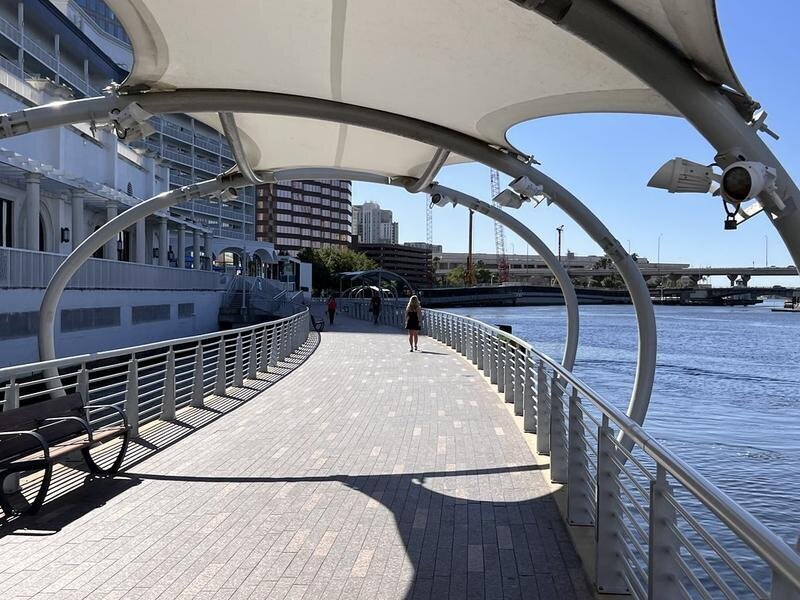 Tampa Riverwalk Downtown Photography Location Tampa Riverwalk with the Hillsborough River and downtown skyline in the background