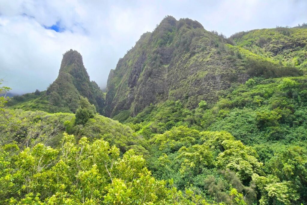 Emerald green ridgelines in Iao Valley Maui Hawaii, perfect for a Moana inspired family photoshoot.
